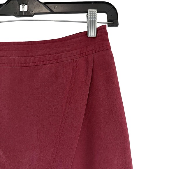 Madewell Skirt Womens Small Burgundy Silk Wrap‎ Front Tulip Hem Lined Holiday - Picture 9 of 15